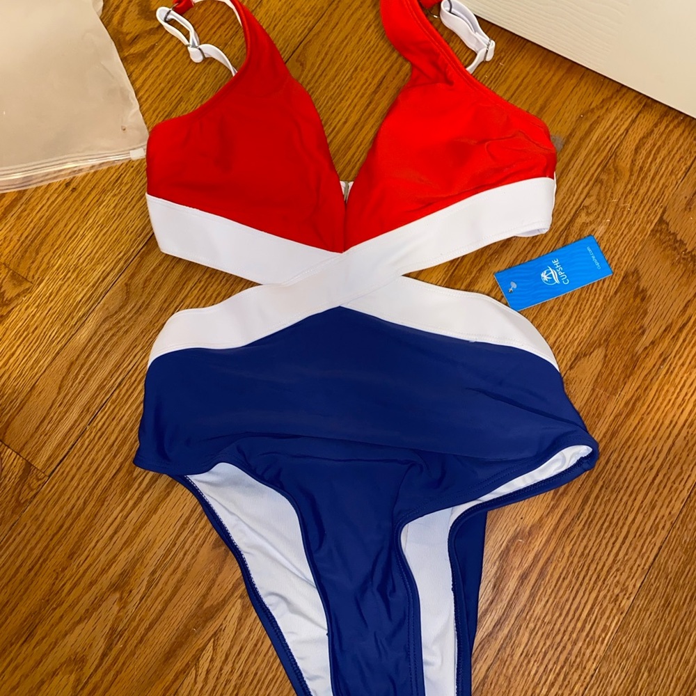 Red, White, and Blue One-Piece Swimsuit
